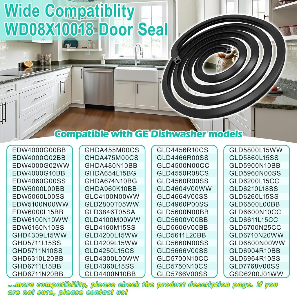 WD08X10018 Dishwasher Door Gasket Seal Replacement for GE Hotpoint