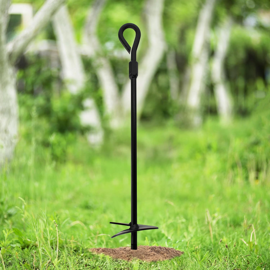 Ground Anchors, 15 Inch - 8pk Black Shed Anchor Kit Greenhouse Tie Down Ground Stakes with Drillable Eyebolt