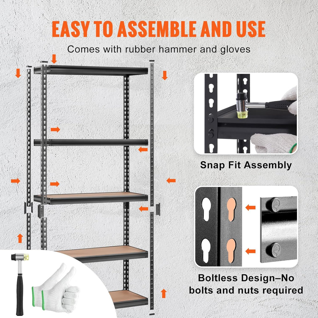 Storage Shelving Unit, 5-Tier Adjustable, 2000 lbs Capacity, Heavy Duty Garage Shelves Metal Organizer Utility Rack