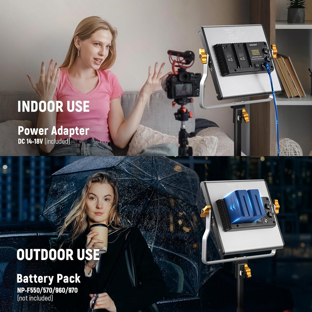 2 Packs Dimmable Bi Color 480 LED Video Light Kit, 3200~5600K CRI 96+ LED Panel with U Bracket, 75 inches Tripod