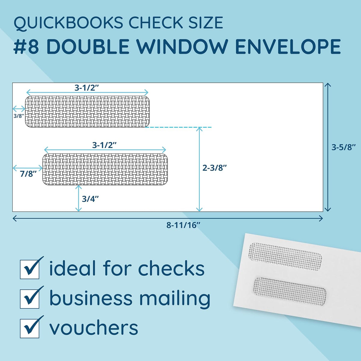 500#8 Double Window Security Envelopes, Flip & Seal