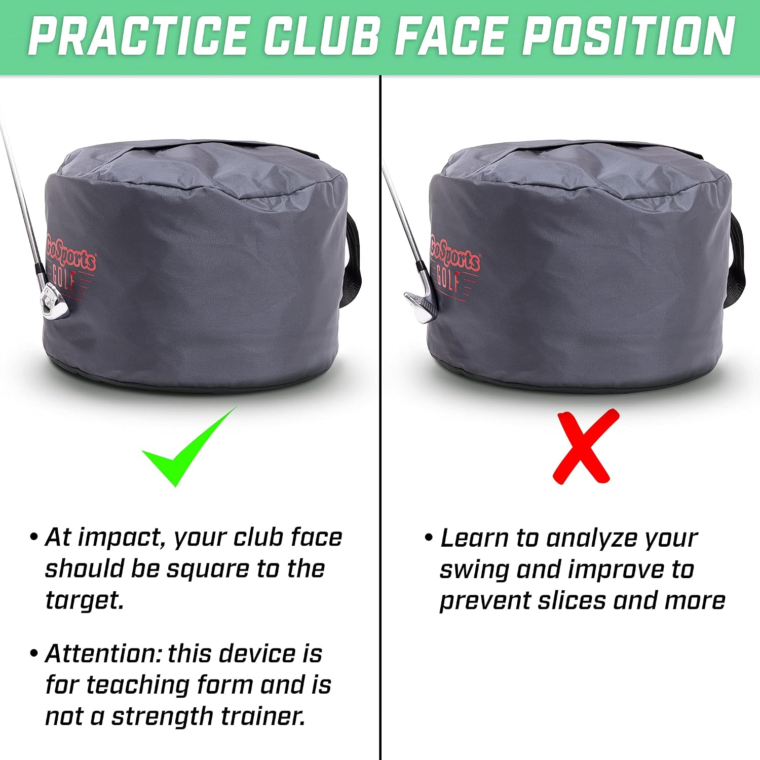 Golf Swing Impact Bag Trainer – Fix Slice & Hook, Improve Ball Striking & Compression, Golf Swing Trainer Aid for