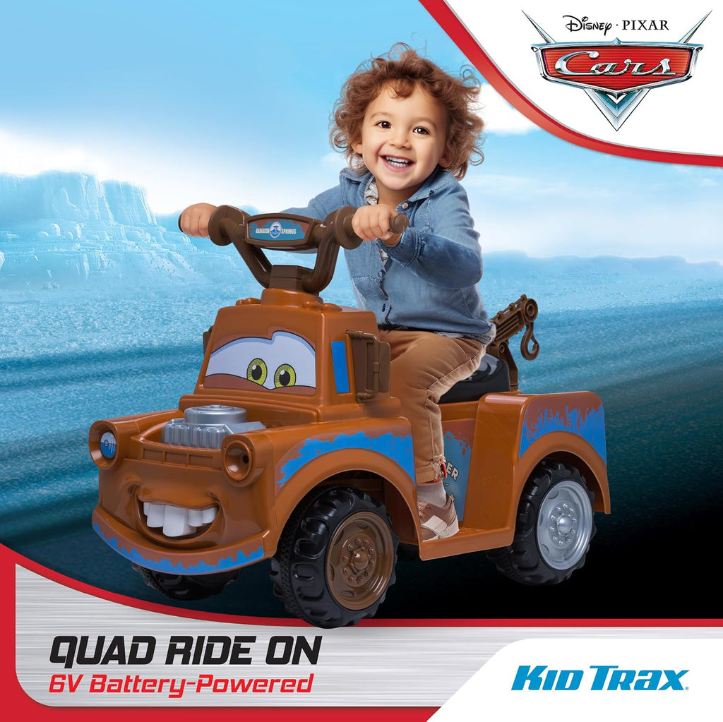Toddler Disney Cars 3 Tow-Mater Electric Quad Ride-On, Kids 1.5-3 Years Old, 6 Volt Battery and Charger Included, Max