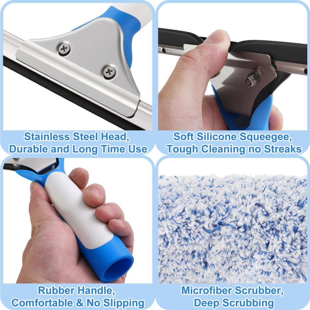 77'' Long Squeegee Window Cleaner Tool for Indoor Outdoor Windows