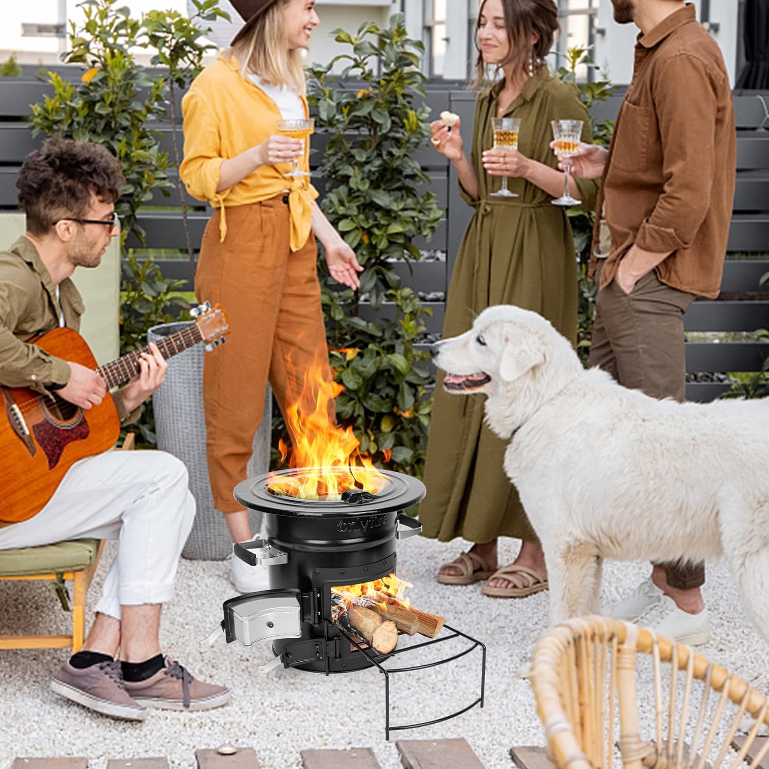 Cast Iron Rocket Stove – Portable Wood Burning Camp Stove | Outdoor Cooking, Patio, Survival – Heavy Duty, High Fuel