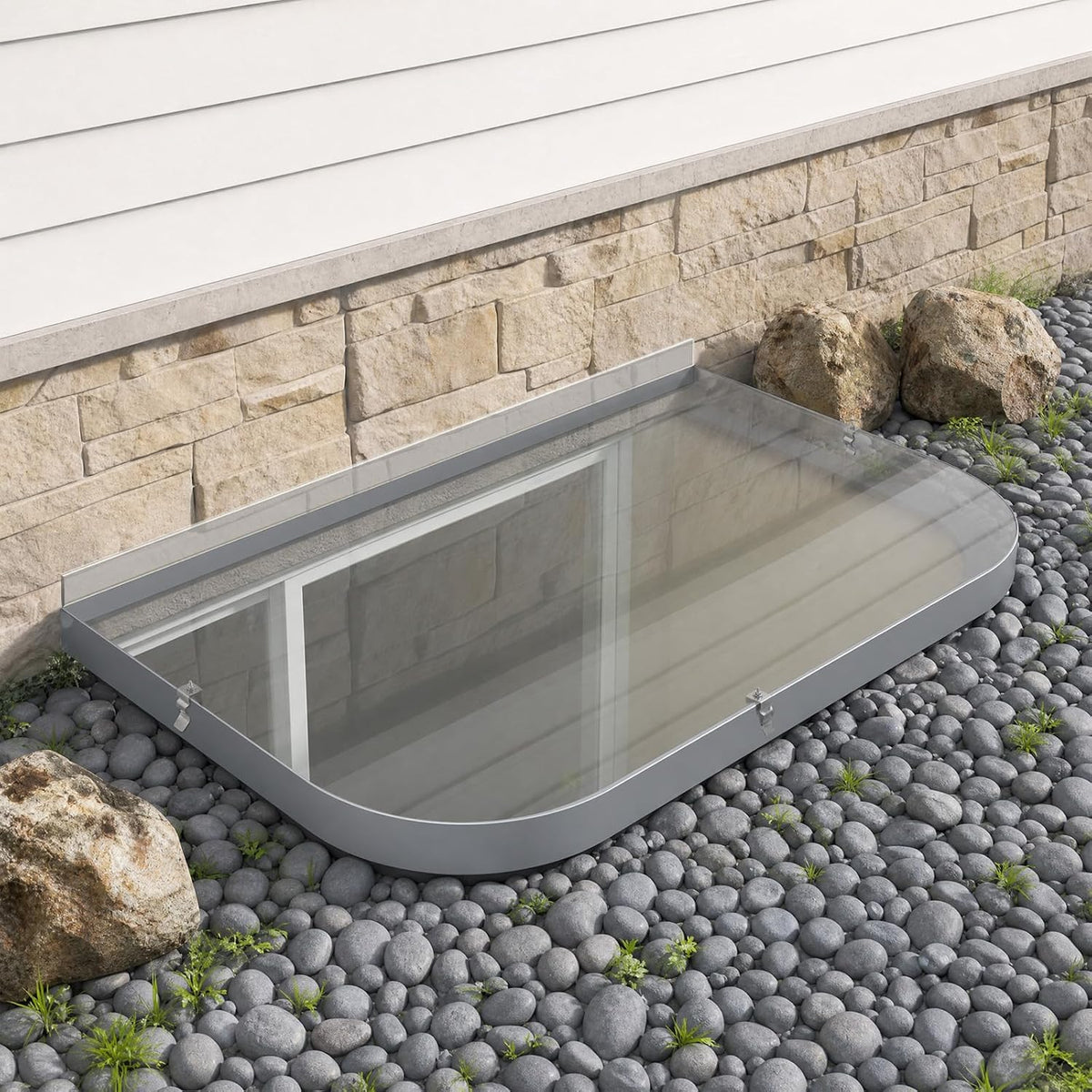 59" x 38" Clear Polycarbonate Basement Window Well Cover
