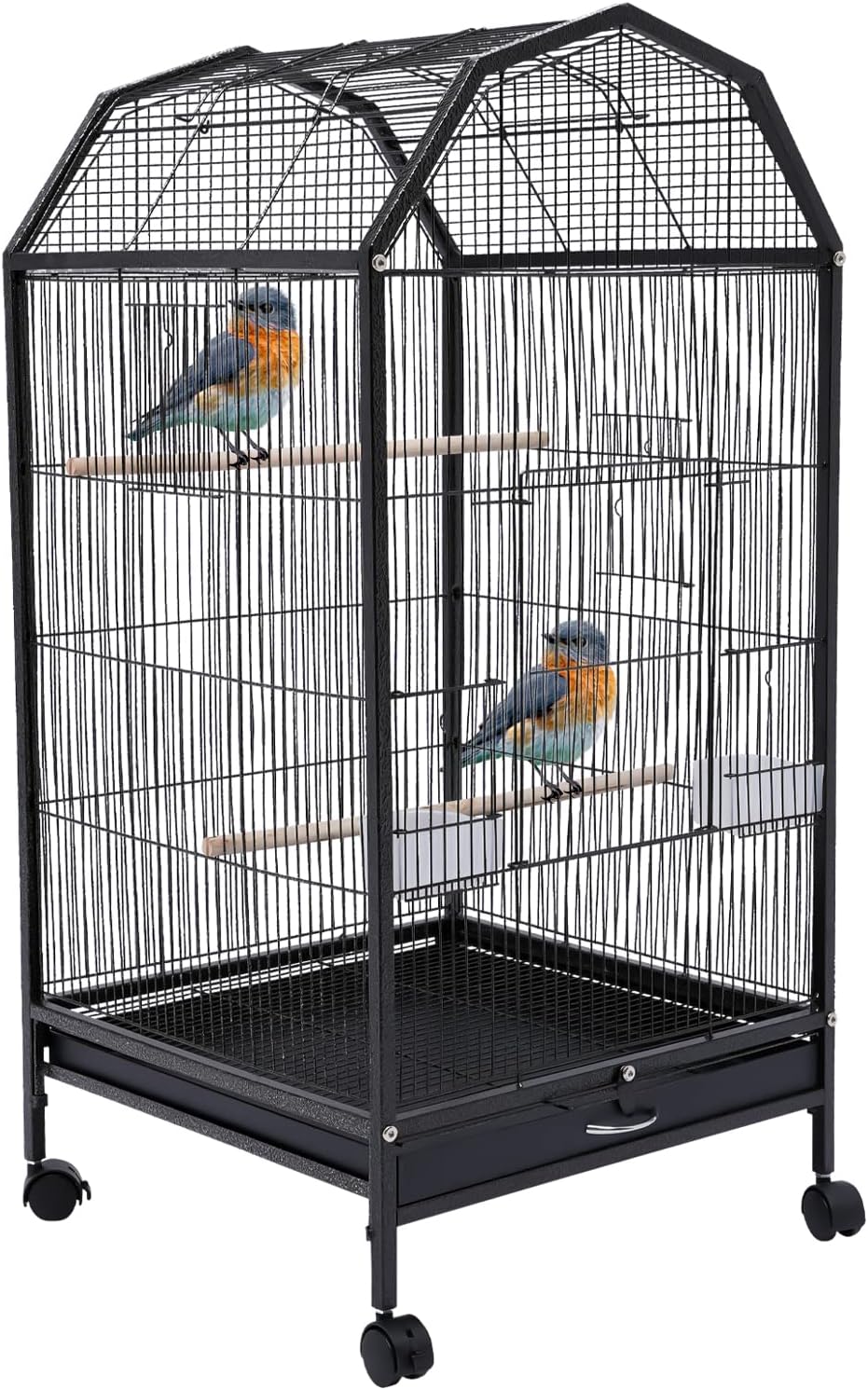 39.9 Inch Bird Cage Parakeet Cage with Rolling Stand and Play Open Top Iron Bird Flight Cages for Parrot Lovebirds
