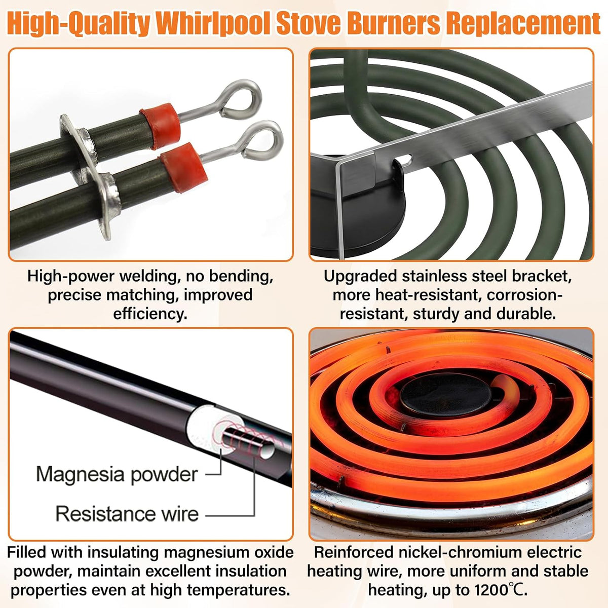 MP22YA Electric Range Burner Element Unit Set For Whirlpool Stove Burners