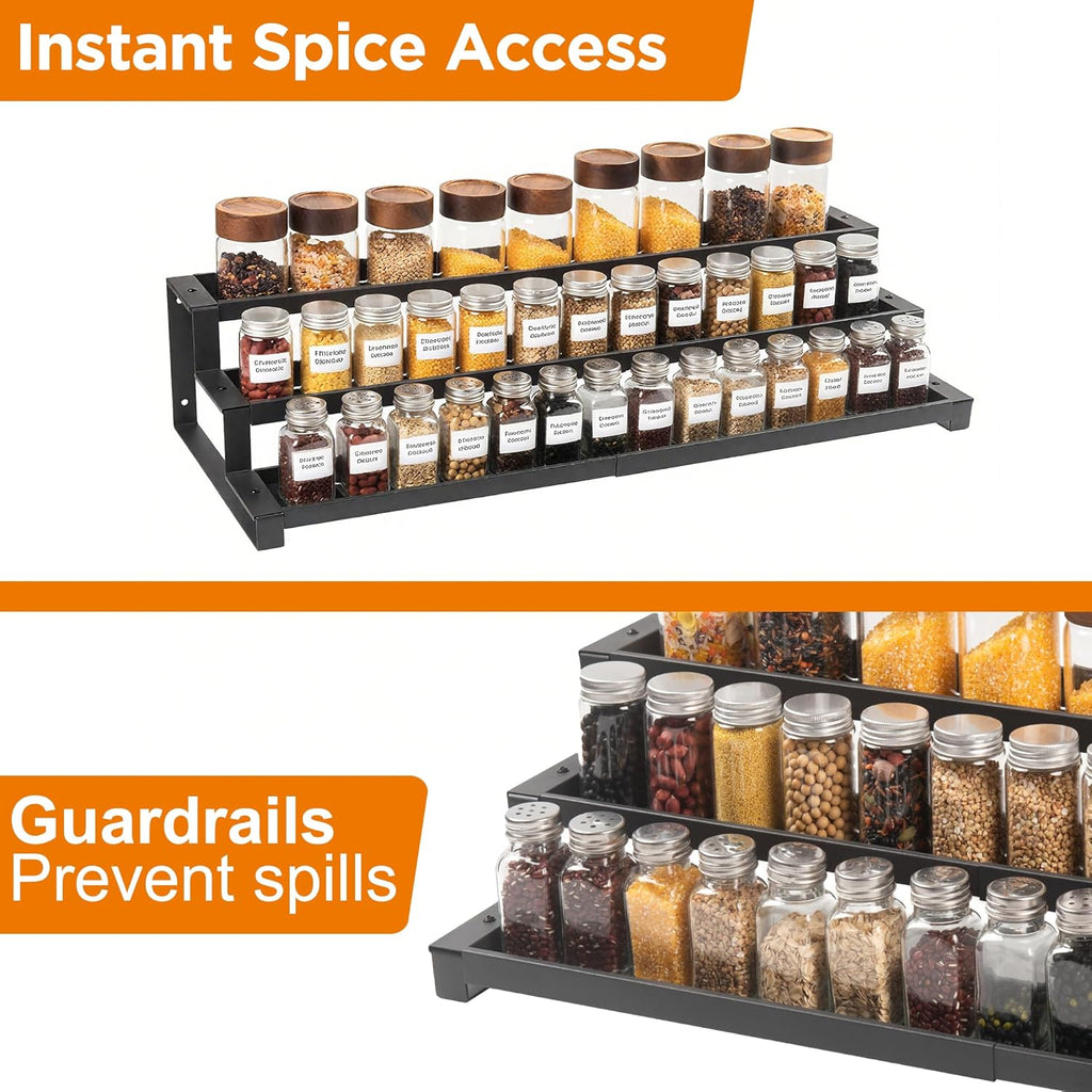 3-Tier Spice Rack Organizer for Kitchen Cabinet or Pantry, 16"-29" Expandable Spice Organization Shelf, Seasoning