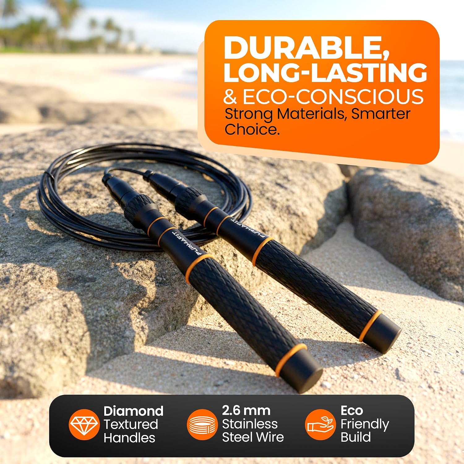 LYRA Adjustable Speed Jump Rope – 360° Ball Bearings, Steel Cable & Aluminum Handles – Fast Double Unders for