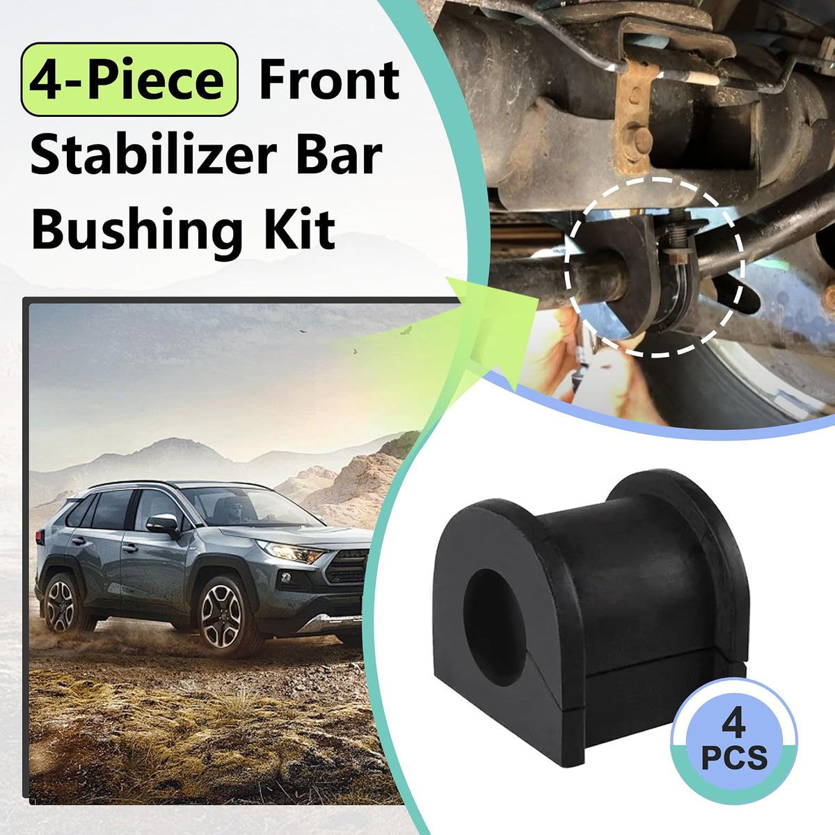 4-PCS Front Stabilizer Bar Bushing Kit for 2003-2019 Toyota Corolla & 2003-2013 Matrix, Replaces 48815-02100 48815-12360, Anti-Vibration Rubber Sway Bar Bushings Set for Smooth Ride & Handling