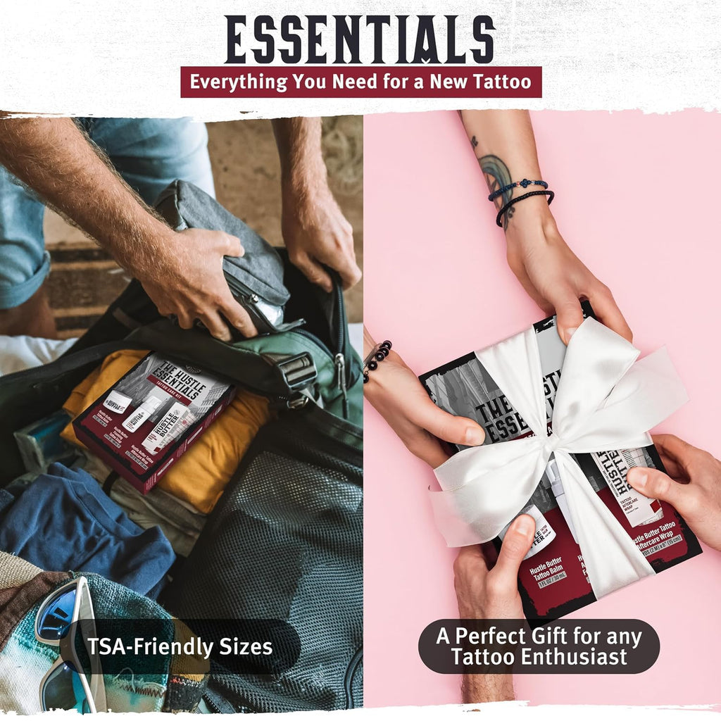 Hustle Butter Tattoo Aftercare Kit - Tattoo Balm, Soap, and Aftercare Wrap - TSA-Friendly - Easy Removal, Mess-Free Wrap