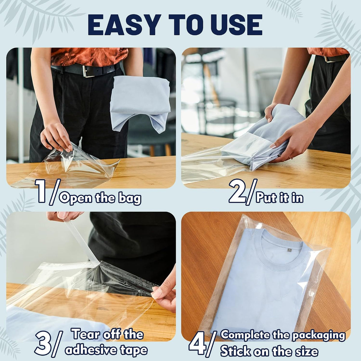 50 Count 10 x 13 Inches Clear Cellophane Plastic Bags for Clothes