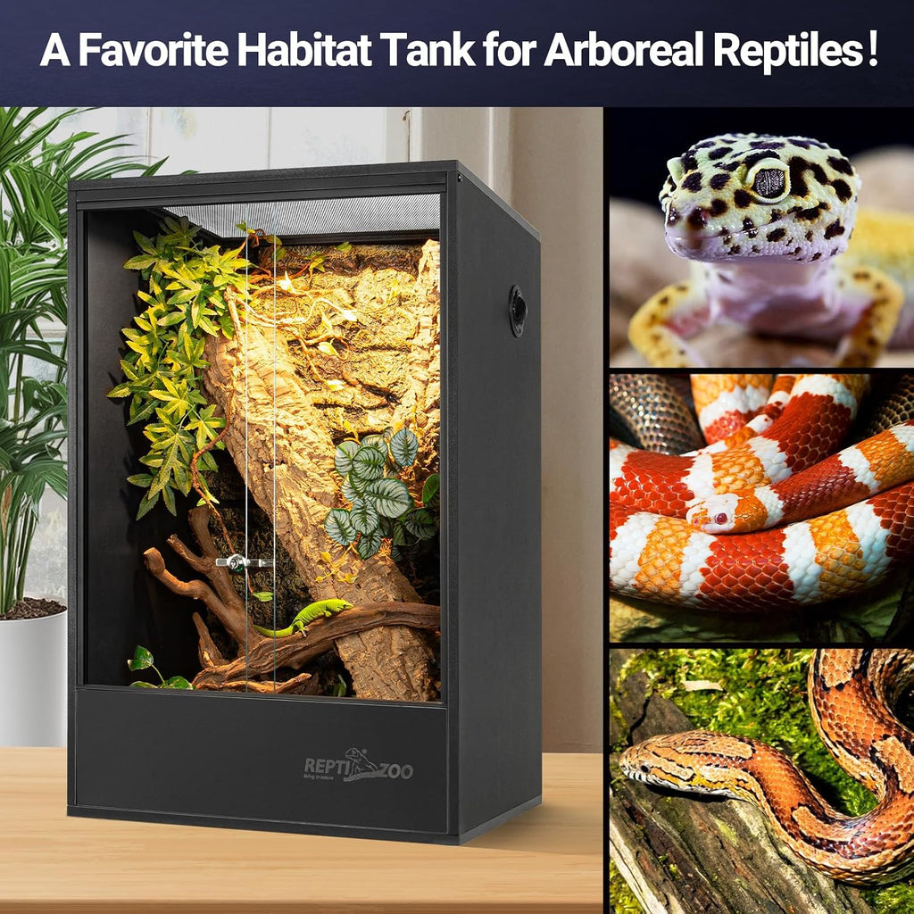 67 Gallon PVC Tall Reptile Tank, 24 x18x36 inch Large Reptile Terrarium for Gecko Lizard Chameleon Frog Snake