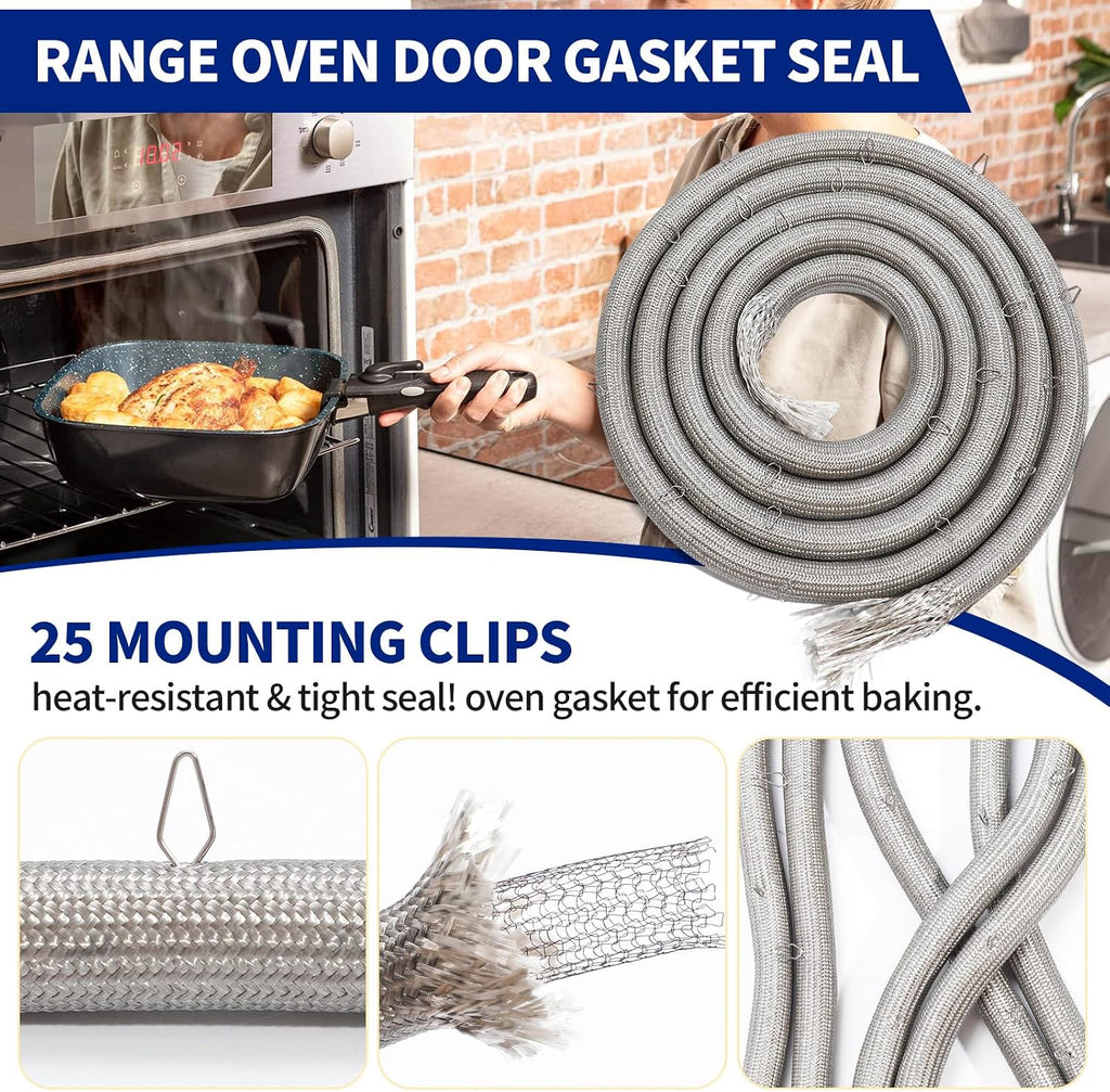 DG63-00093A Range Oven Door Seal Gasket(21 Mounting Clips) for Samsung Ovens, Replaceable 2087634 AP4338493 PS4241027 EAP4241027 etc Model, Compatible with NE59M4320SS/AA NE59J3420SW/AA etc, OEM