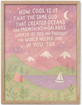 Natural OAK Wood Same God Creation Framed Wall Art,12x16in Inspirational Christian Bible Canvas Art,Mountain Nursery