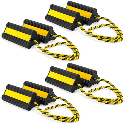4 Pair Heavy Duty Rubber Wheel Chocks for Rv Trailer with Nylon Rope