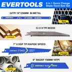 EVERTOOLS 8-in-1 Multi-Blade Hand Saw with 8 Replaceable Blades
