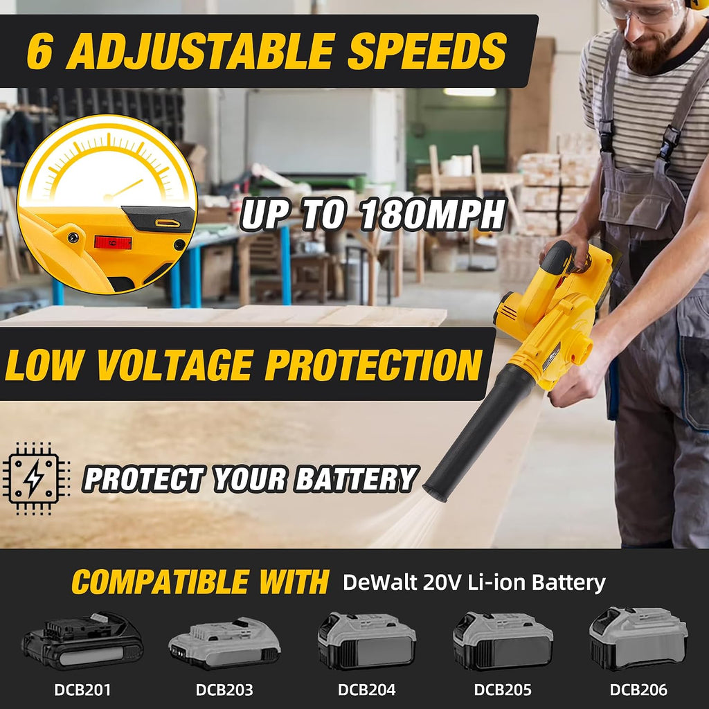Cordless Leaf Blower for Dewalt 20V Battery,Electric Jobsite Air Blower with Brushless Motor,6 Variable Speed Up to