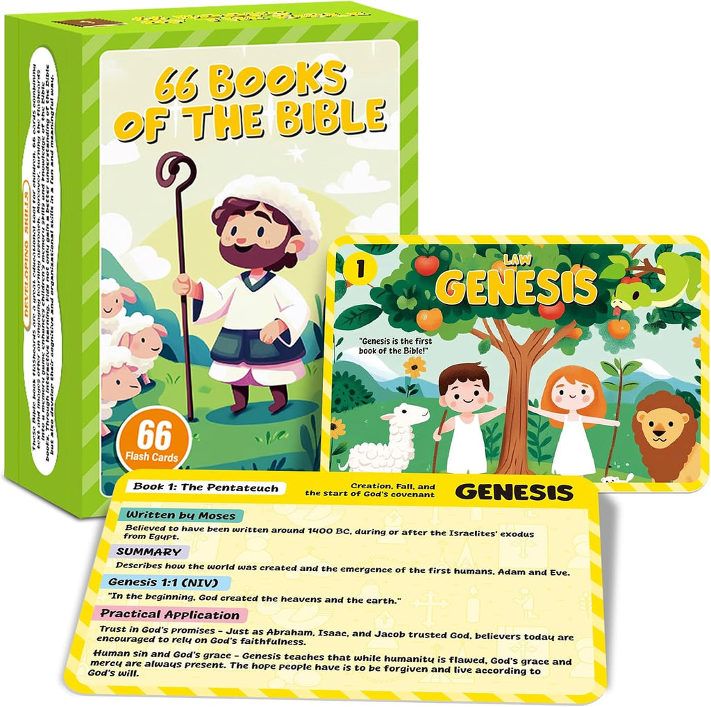 66 Books of The Bible Flash Cards Memory Verse Flashcards with Summary Figures Practical Application Christian