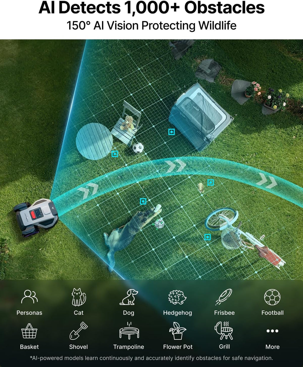 M9 Robot Lawn Mower 1/4 Acre, Dual Vision+Full-Band RTK & NRTK Robotic Lawnmower, No Perimeter Wire, App Control