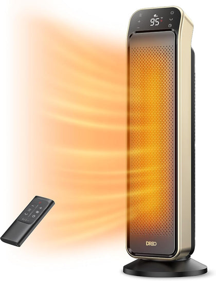 25 Inch Electric Space Heater for Indoor Use, Large Room, Thermostat | 11.5 ft/s Fast Heating, 25dB Quiet Operation