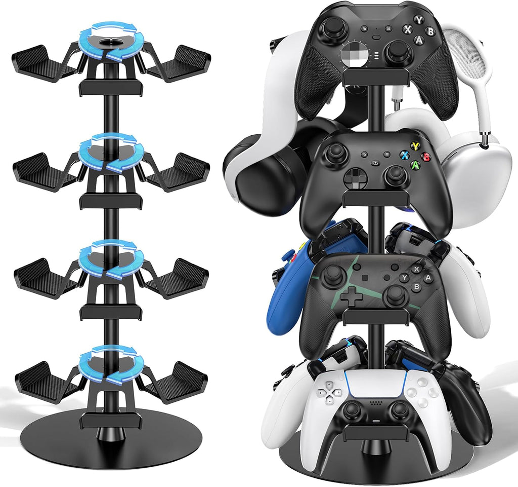 Headset Stand 4 Tiers for Desk, Rotatable Gaming Controller Stand for PS5/PS4/Xbox/Switch2/PS Portal/Phone, Universal