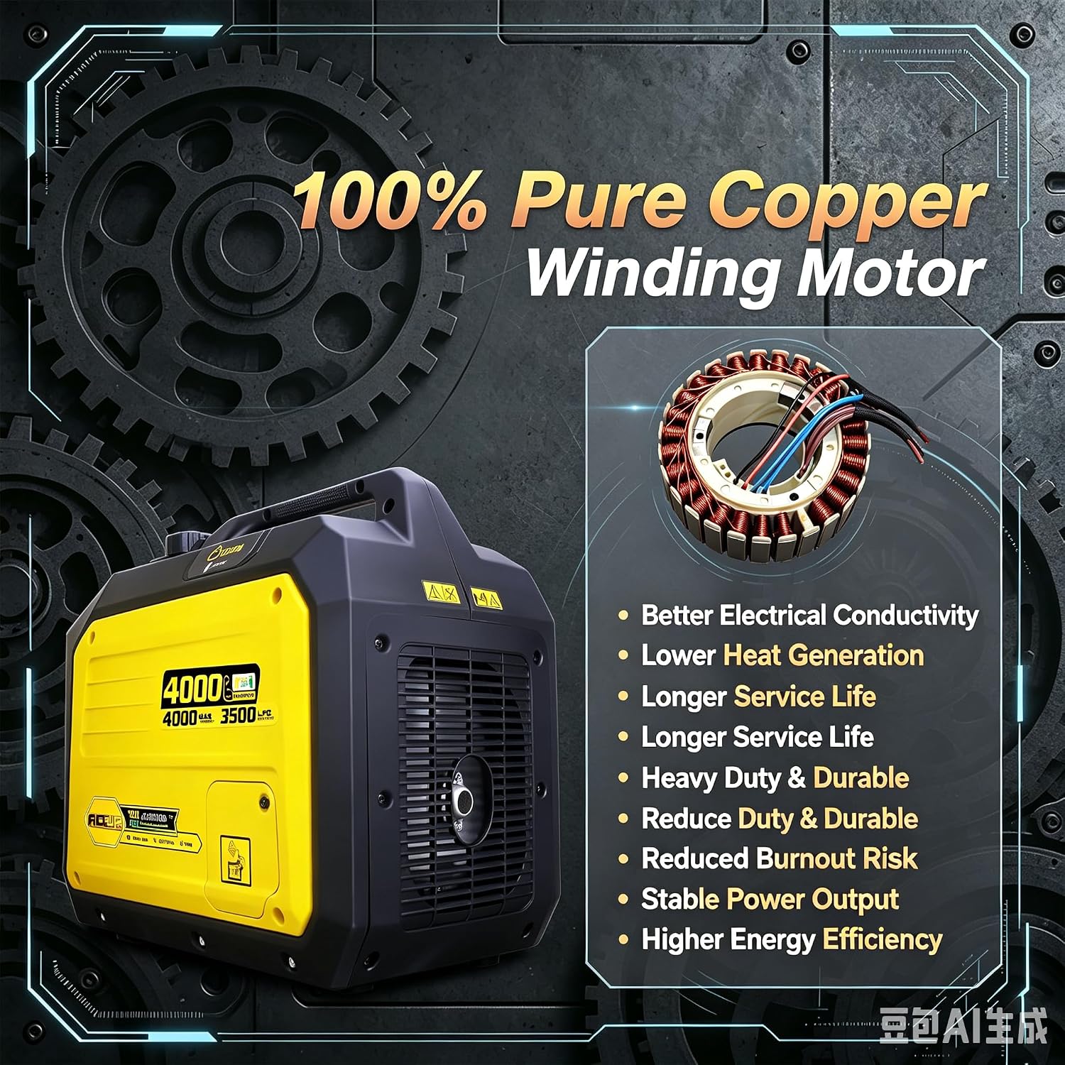 4000 Watt Dual Fuel Inverter Generator 149cc,Quiet Portable Gas and Propane Powered Quiet for Home, RV-Ready, EPA