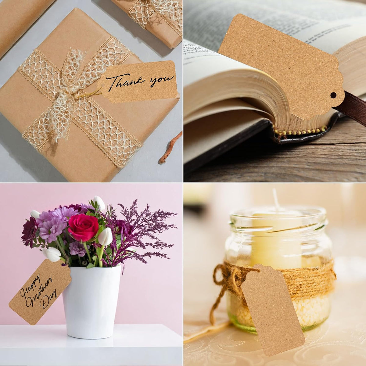300 Feet Natural Jute Twine and 100pcs Kraft Paper Gift Tags with String