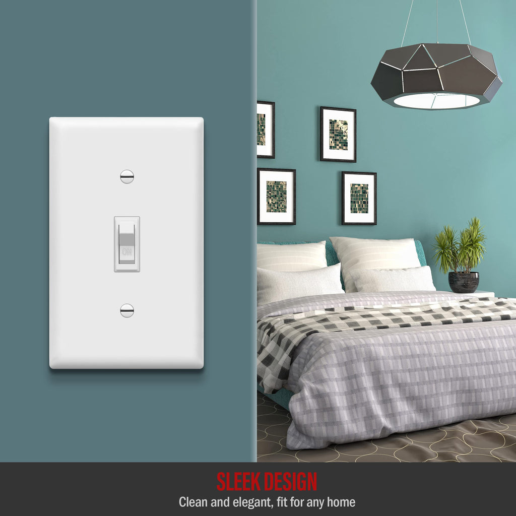 ENERLITES 10 Pack Toggle Light Switch with Wall Plate, Single Pole, White