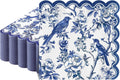 100 Pcs Blue Floral Napkins, 5 x 5 In Scalloped Cocktail Napkins