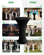Spandex Cocktail Table Covers, 24x43 Inch, Black, 8 Pack