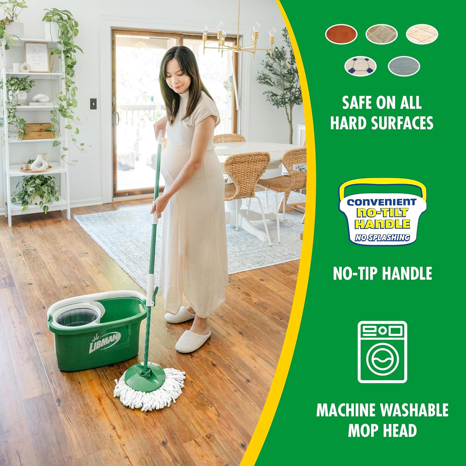 Libman Tornado Spin Mop System and 1 Refill, Mop and Bucket with Wringer Set for Hardwood Floor Cleaning, 2 Total
