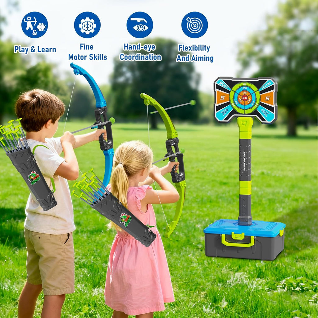 3 In 1 Bow and Arrow for Kids, Indoor Outdoor LED Light Up Archery Set Gift | Kids Bow and Arrow Set, 2 Pack LED