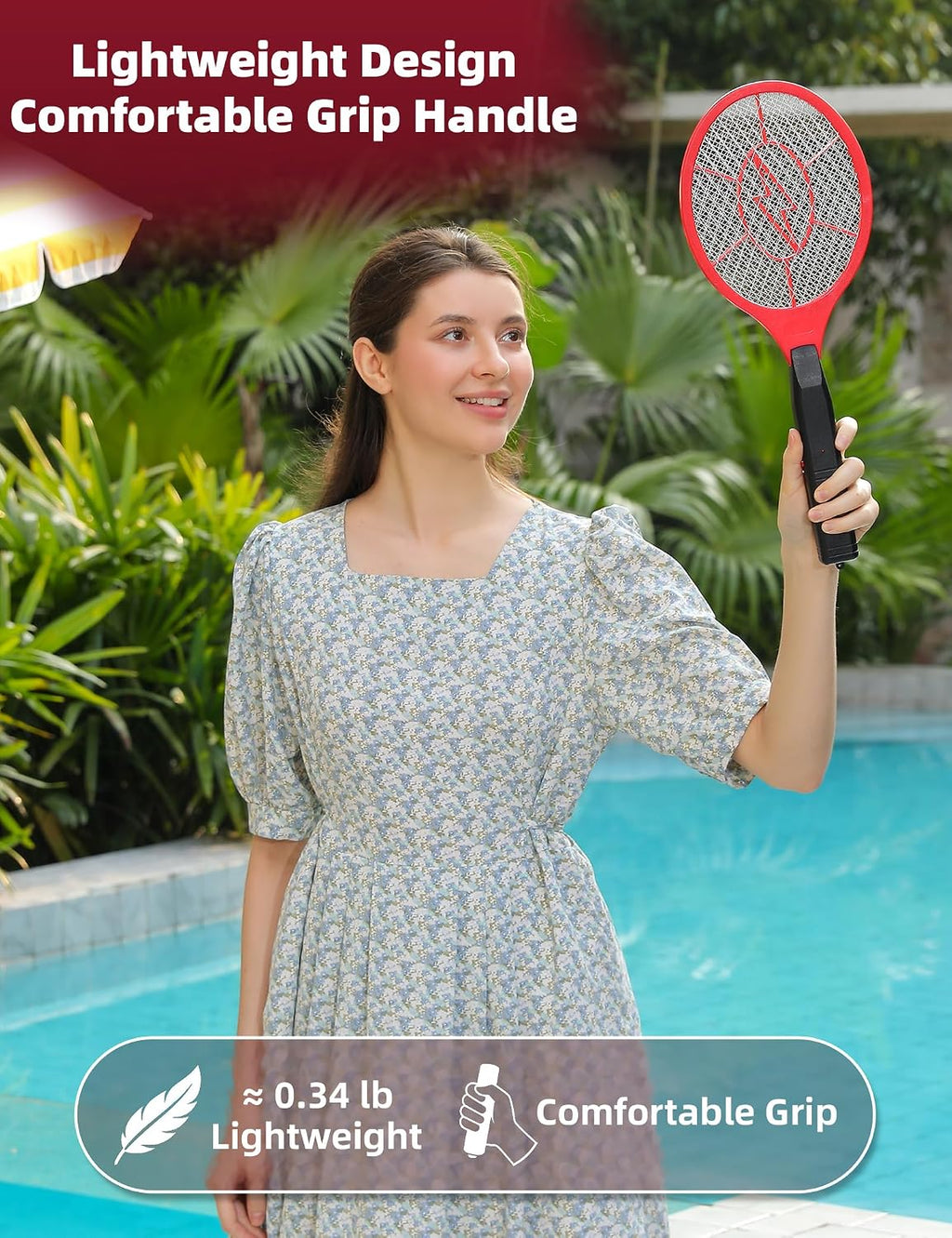 Electric Fly Swatter 2 Pack (Red & Blue), Battery Powered Bug Zapper Racket for Mosquitoes & Flies, Safe Protective