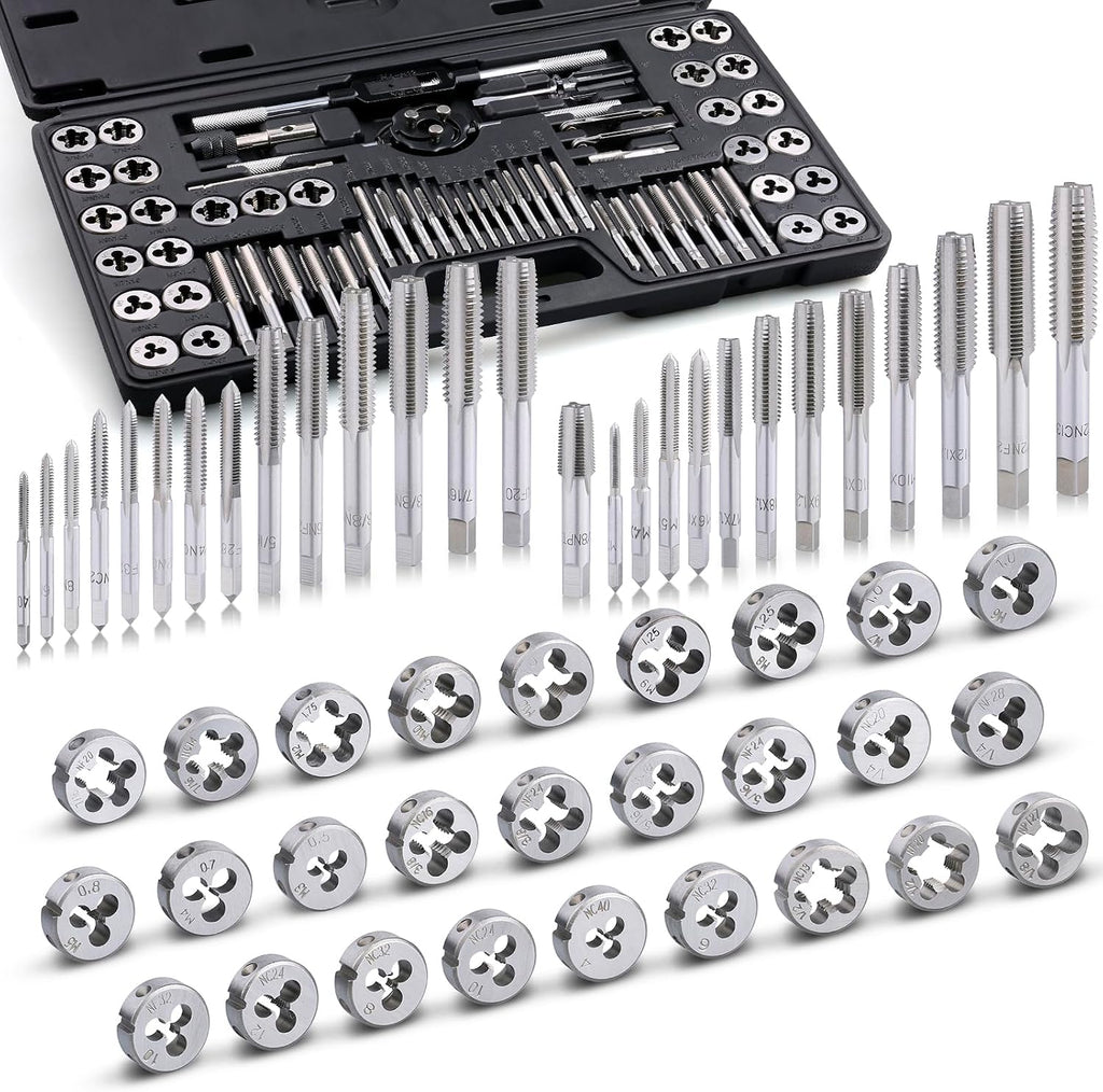 WINNER 60-Piece Premium Tap and Die Set with Both SAE and Metric Sizes, Master Threading Tool Kit for Mechanics, Auto, Machinery and Craftsman, Metric and Standard, Internal and External Threads
