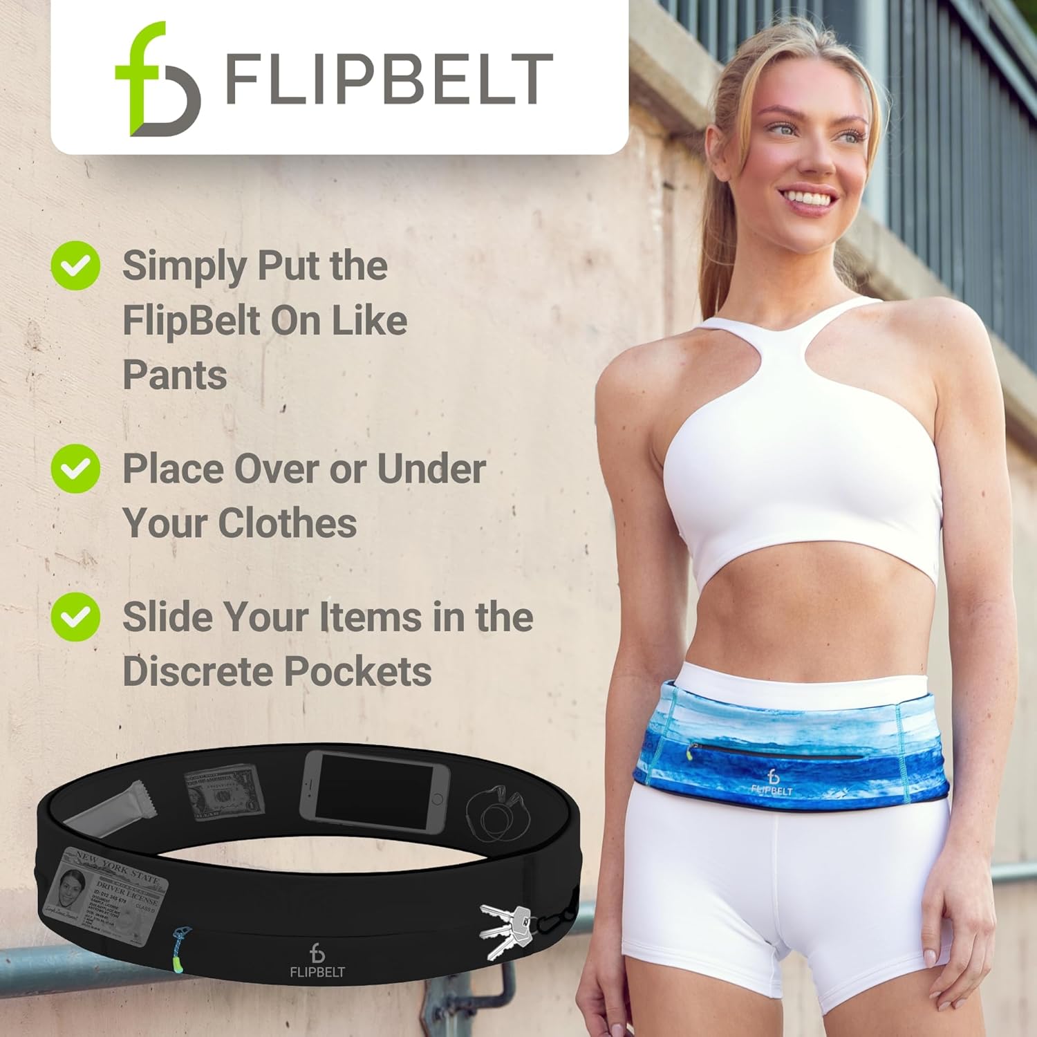 Zipper Running Belt, Waist Pack for Fitness and Running, US Company