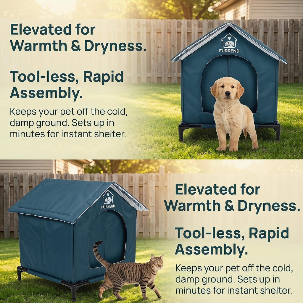 Space Capsule Outdoor Pet House for Cats Small Dogs, Waterproof Insulated Shelter with Clear Window, All Season