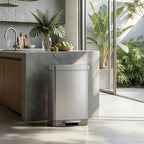 Hudson Matte Stainless 50 Liter/13.2 Gallon Step Trash Can with Rear Trash Bag Storage Compartment