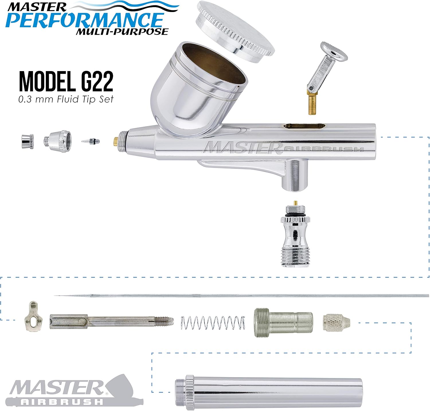Multi-Purpose Gravity Feed Air Brush Kit & Air Compressor | Model G22 Gravity Feed Dual-Action Airbrush with 1/3 oz.