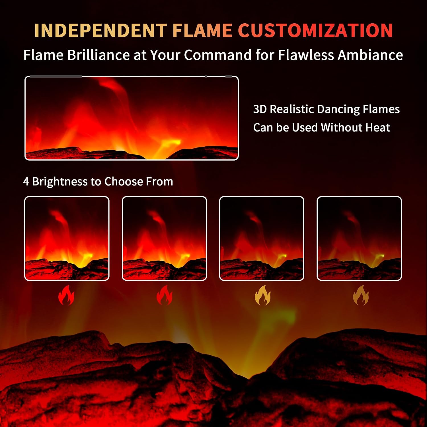Electric Fireplace Heater 22 in Freestanding Fireplace Stove Infrared Fireplace with 3D Flame Effect Remoted Control