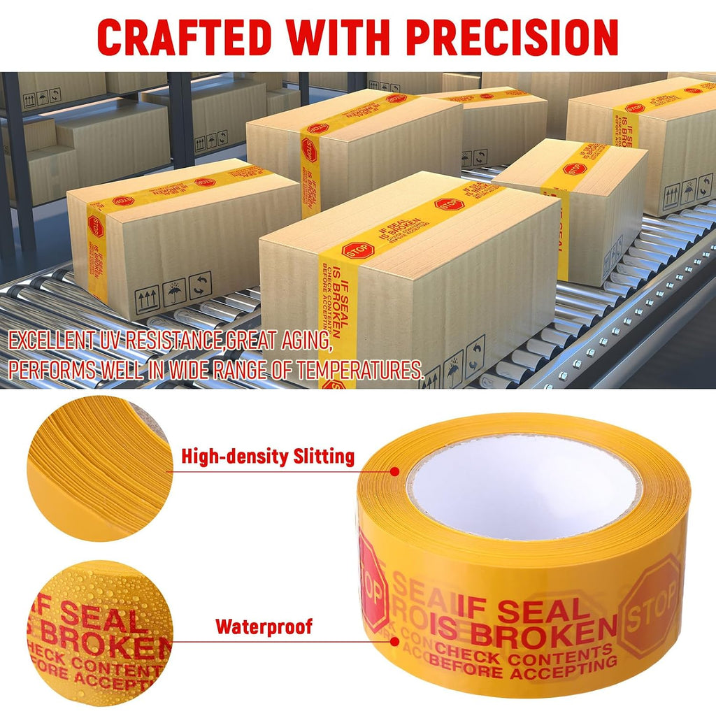10 Rolls 2 Inch Security Packing Tape, Tamper Proof Tape, Yellow