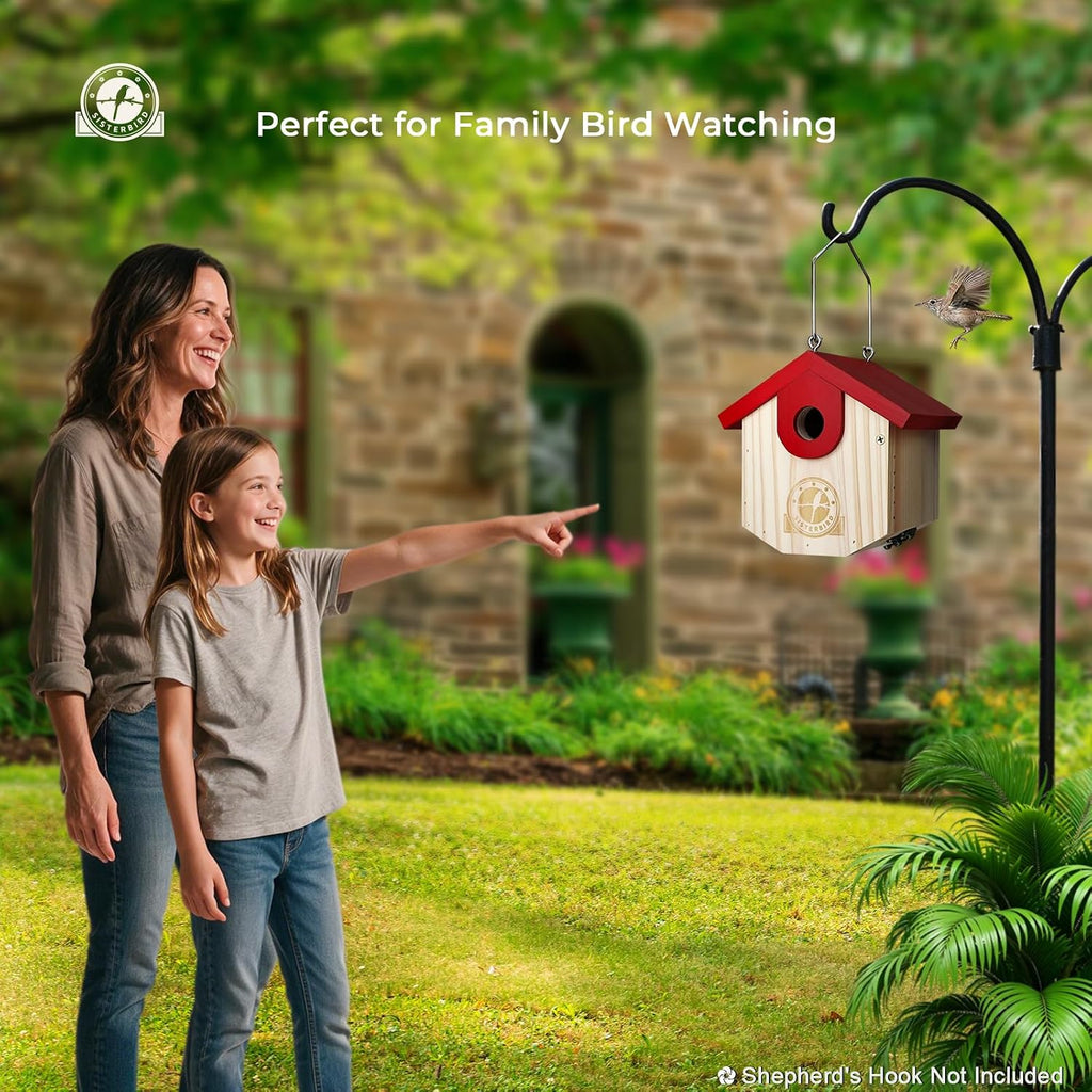 Wren Bird Houses for Outside, Bird House Warming Gifts, Red