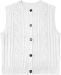Kid Girls Sweater Vest Sleeveless Button Down Knit Cardigan School Uniform Sweater Vest Top 5-13Y