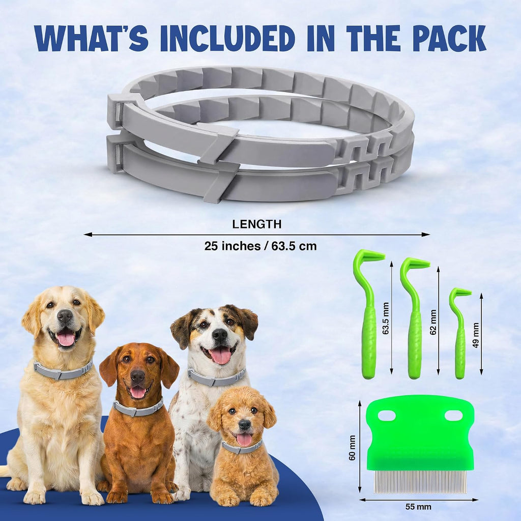 Dog Flea and Tick Collar (2 Pack) – Natural Waterproof Flea Collar for Dogs & Puppies with 8 Month Protection