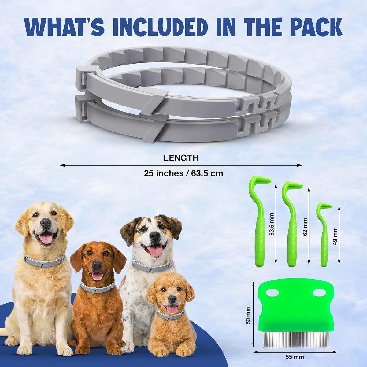 Dog Flea and Tick Collar (2 Pack) – Natural Waterproof Flea Collar for Dogs & Puppies with 8 Month Protection