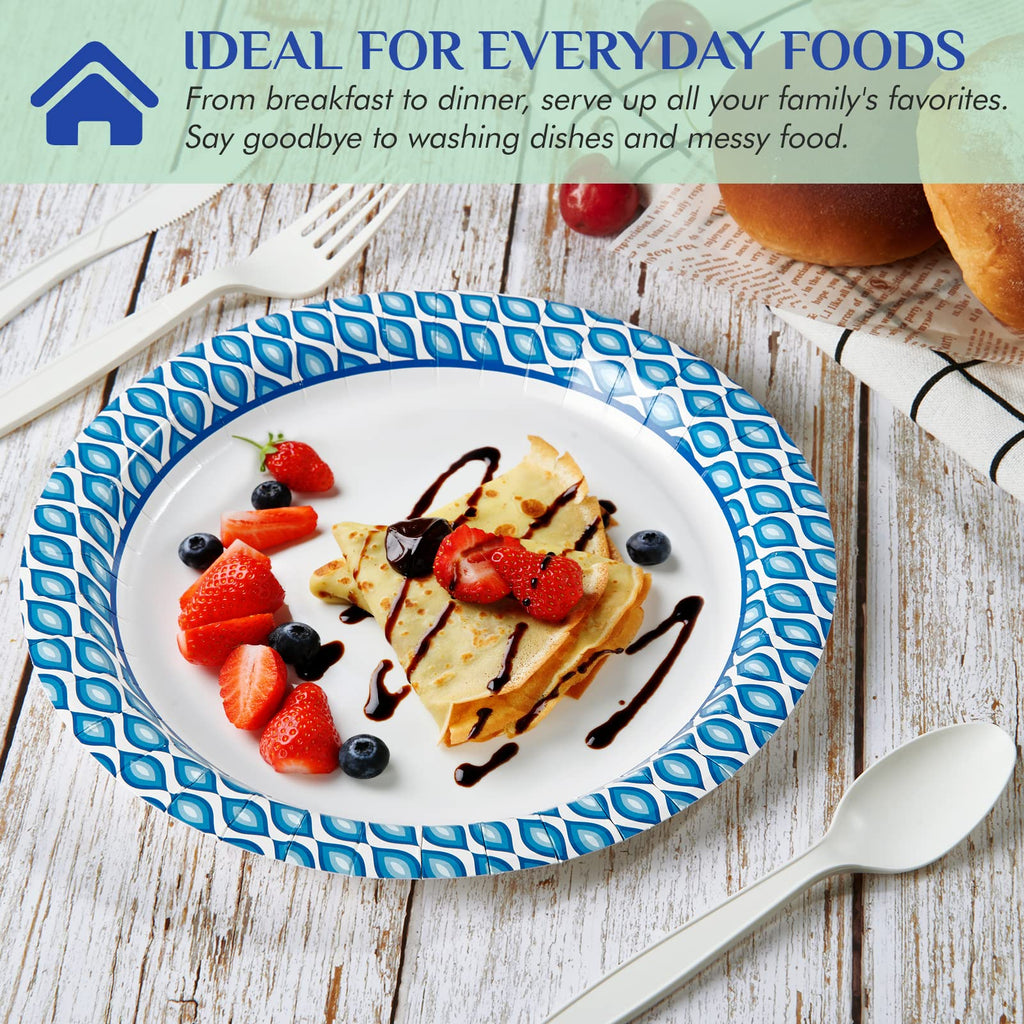 8.375 Inch Paper Plates, 300 Count Disposable Plates Bulk Pack