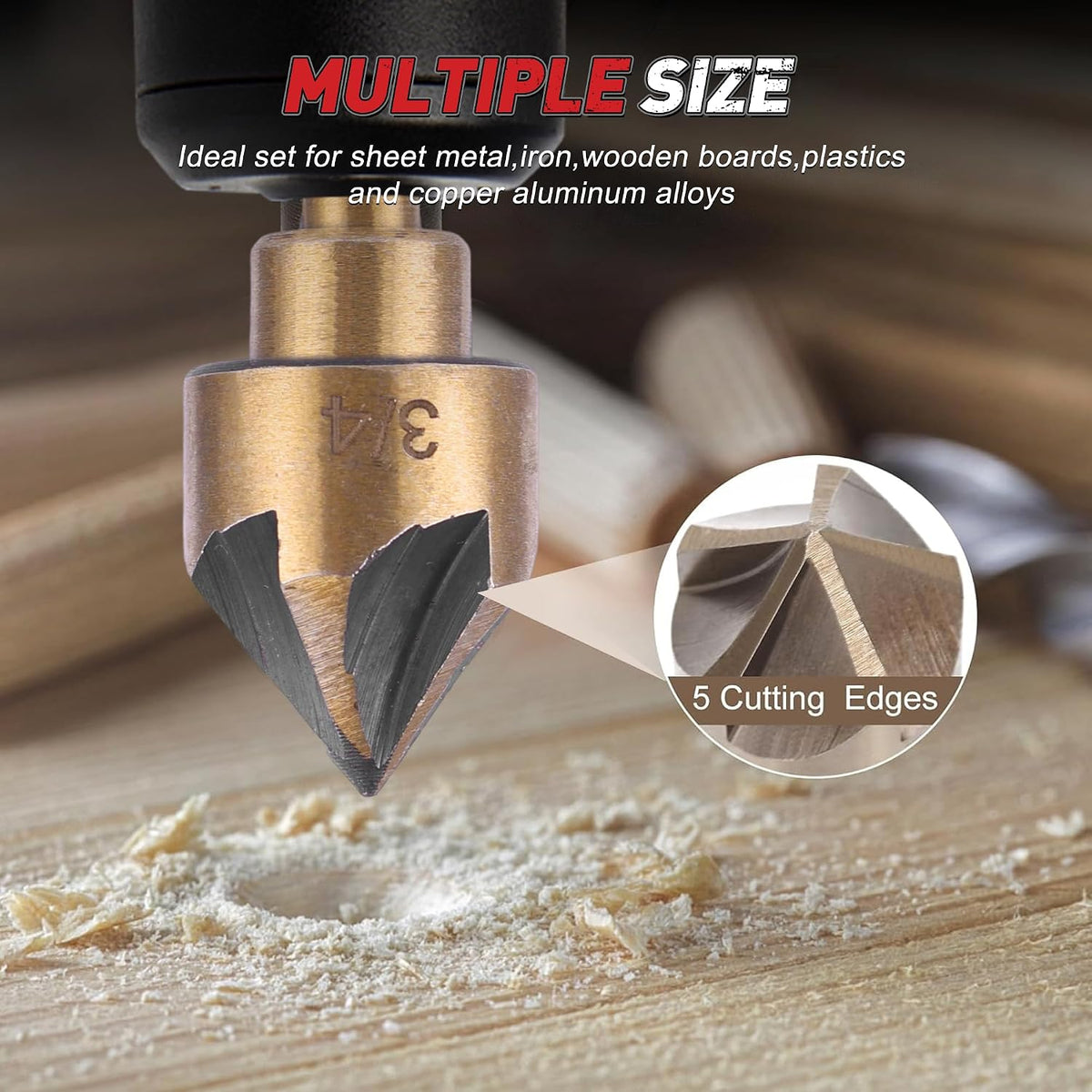 5Pcs Step Drill Bit & 5Pcs Countersink Drill Bit Set