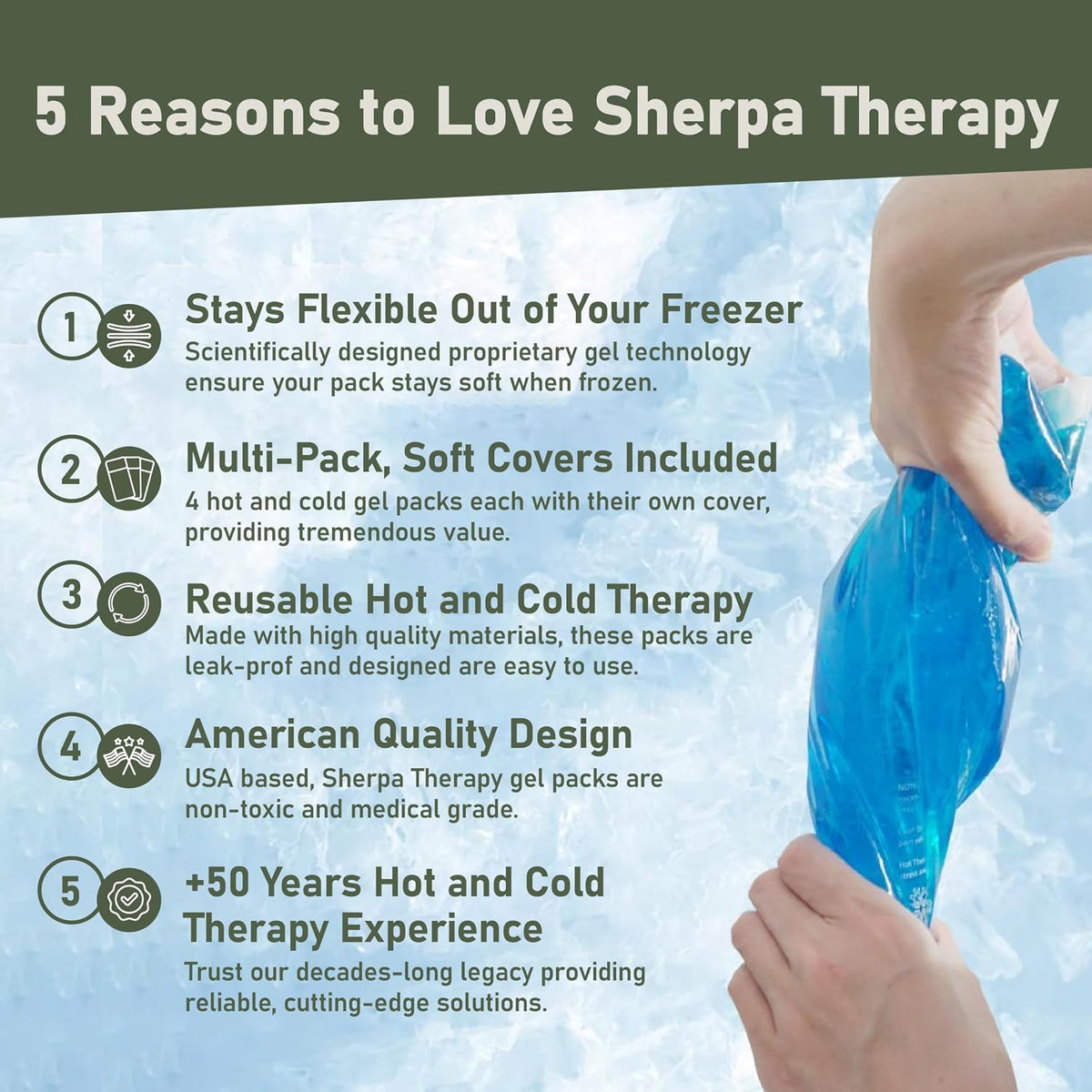 Flexible Cold Gel Ice Pack Reusable, 9.5" x 4.5", 4 Pack