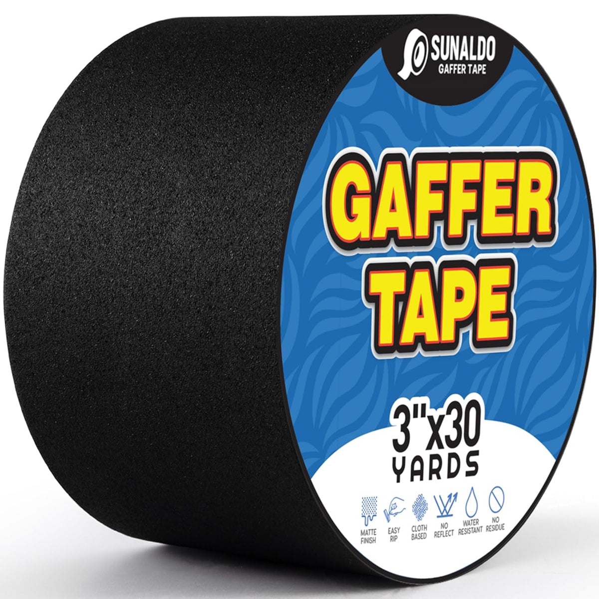 Gaffers Tape (3"x30 yards) Heavy Duty, Easy Rip, No Residue | Black